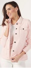 Giacca comoda stile denim Denim & Co. con colletto. Rosa pallido. Taglia XL