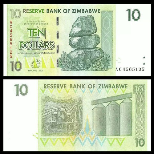 Banconota dollari zimbabwe - banconota, 10