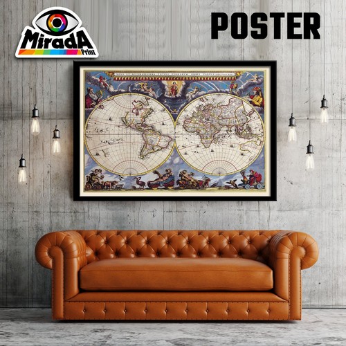 Poster mappa antica mondo - poster,