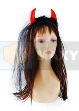 VELO CON CORNA DA DIAVOLETTA PER ADDIO AL CELIBATO NUBILATO SCHERZO COMPLEANNO