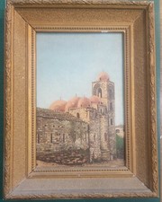 olio su tela fine 800 primi 900 veduta di Palermo pittori siciliani San Giovanni