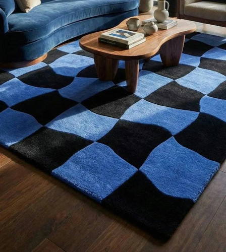 Tappeto moderno blu - , |