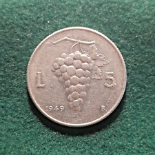 ITALIA 1949 5 LIRE GRAPPOLO UVA KM 89