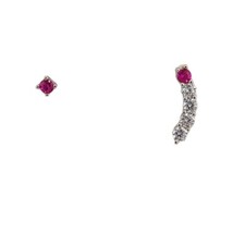 Orecchini punto luce Argento925 lungo zirconi rosso e bianco gioiello elegante