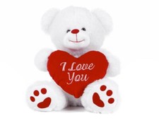 Nuovo peluche morbido 10" bianco i love you valentine's orsacchiotto