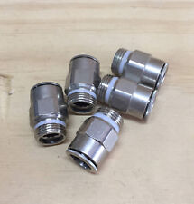 LOTTO 5 RACCORDI DRITTI ACCIAIO - CAMOZZI - M 3/8 - TUBO 12 mm - ARIA COMPRESSA