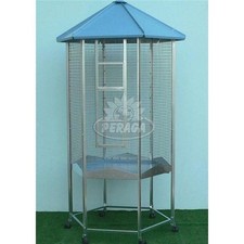 Voliera per uccelli esagonale grande 122x210h cm CON RUOTE USATA SMONTATA