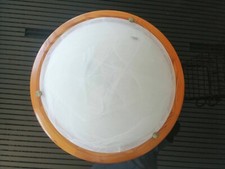 Plafoniera legno vetro murano anni 60 diametro 48 cm due luci lampadario lampada