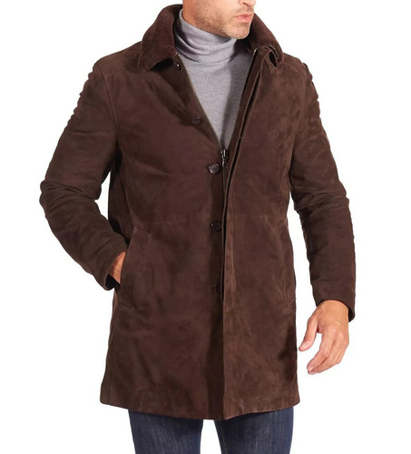 Trench coat uomo pelle marrone