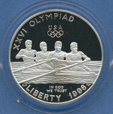 USA Dollar 1996 Atlanta Olimpiadi Canottaggio KM 272, Argento PP proof (m2246)