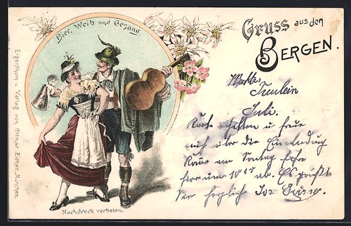 Cartolina alpinista canta - , con