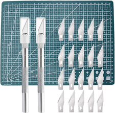 2 Coltelli Da Intaglio, Cutter Di Precisione Con 20 Lame Di Ricambio E Tappetino