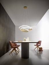 Diva lampadario grande anelli Ø65 led dimmerabile 47watt  bianco titanio oro Gea