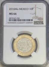 2016 MESSICO 10 PESOS NGC MS