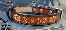 COLLARE CANE IN CUOIO ARTIGIANALE CON NOME E NUMER TUTTE LE MISURE RESISTENTE 