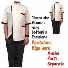 GIACCA CUOCO CHEF BIANCO KIT CUCINA MANICA CORTA  ALIMENTARI 