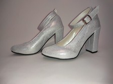 Décolleté Pelle Argento Tacchi 11cm Taglia 40 41 42 43 44 45 46 47 Bolingier