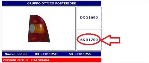 51700 fanale posteriore - posteriore, sx