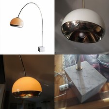 SPETTACOLARE LAMPADA AD ARCO ANNI 70 / 80 BASE IN MARMO FORSE GUZZINI O REGGIANI