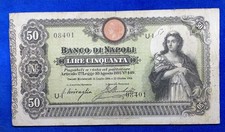 Regno D’Italia Banco Di Napoli Biglietti Al Portatore 50 Lire 1903
