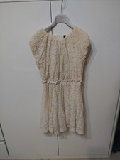 Abito Vestito Da Bambina Bianco panna effetto pizzo   6/7 anni benetton