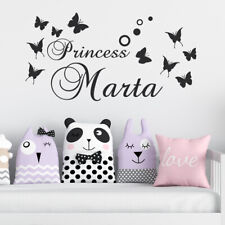 Wall Stickers Adesivo murale Personalizzato princess Nome Bambina con Farfalle