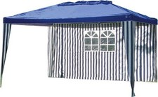 Brunner Parete Laterale con 2 Finestre e Porta Ingresso Gazebo Giardino 4m Blu/Bianco
