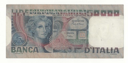 50000 lire volto - lire, donna