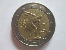 moneta euro 2,00 usato olimpiadi grecia 2004 RARO