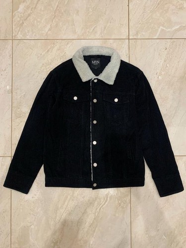 Men boohoo jacket black cotton - boohoo,