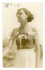 1938 GENOVA Spiaggia di PRIARUGGIA Ragazza in costume - Foto 8x14 cm