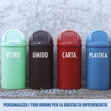 8 adesivi per bidoni raccolta