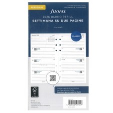 Filofax Ricambio Agenda Anelli 2026, Planning Settimanale Personal 95 x 171 mm