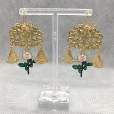 Orecchini Fiocco Argento Oro Rosa Fiore Madonnina Sacro Vergine Maria