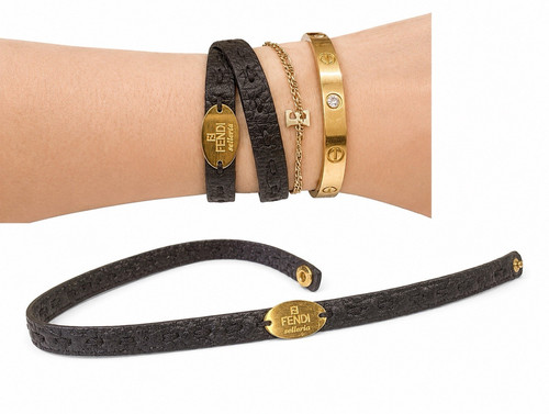 Bracciale fendi selleria nero - bracciale,