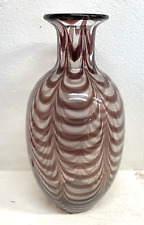 GRANDE VASO VETRO SOFFIATO MURANO ARCHIMEDE SEGUSO ONDE VIOLA VASE DESIGN GLASS