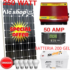 KIT FOTOVOLTAICO PANNELLO SOLAR 250W BATTERIA 200 AH CAMPER barca ACCUMULO baita