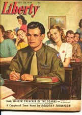 MAG: Liberty 10/20/1945-military tribute cover by John Newton Howitt-pulp thr...