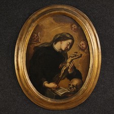 Antico dipinto ovale - , su