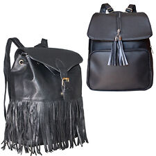 Zaino donna Borsa zainetto Frange Nero Grande Comodo 7909/5705