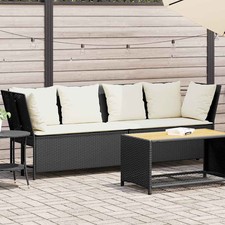 Garden Sofa Black PE Rattan