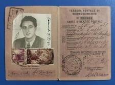 1948 tessera riconoscimento postale con democratica lire 20 + 50 - splendida