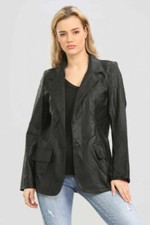 Nuovo Blazer In Pelle Nera Da