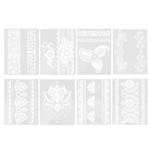 8pcs flower fai stencil - da, te