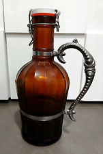 Bottiglia Birra Tedesca 2L 2 Litri Vetro Ambrato Manico in Alluminio Vintage