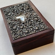 ANTICA SCATOLA LEGNO E ARGENTO