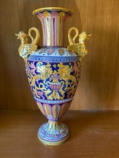 GUALDO TADINO BELLISSIMO VASO VINTAGE DISEGNO CON CHIMERE E CHIMERE SULLE ANSE