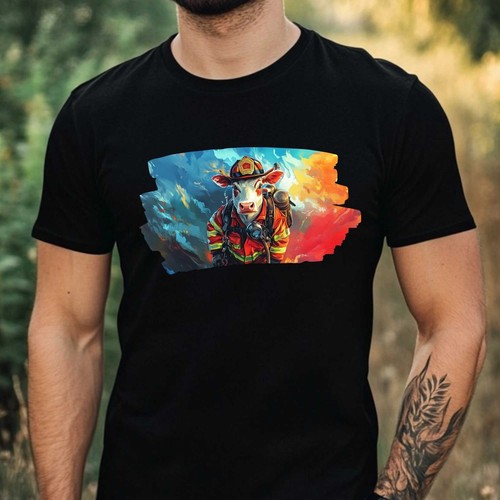 Shirt uomo mucca pompiere - mucca,