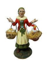 Contadina con Gallina e Uova in Terracotta Cm 12 - Ovaiola Pastori per Presepe