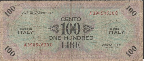 Banconota italia 100 lire - italia,